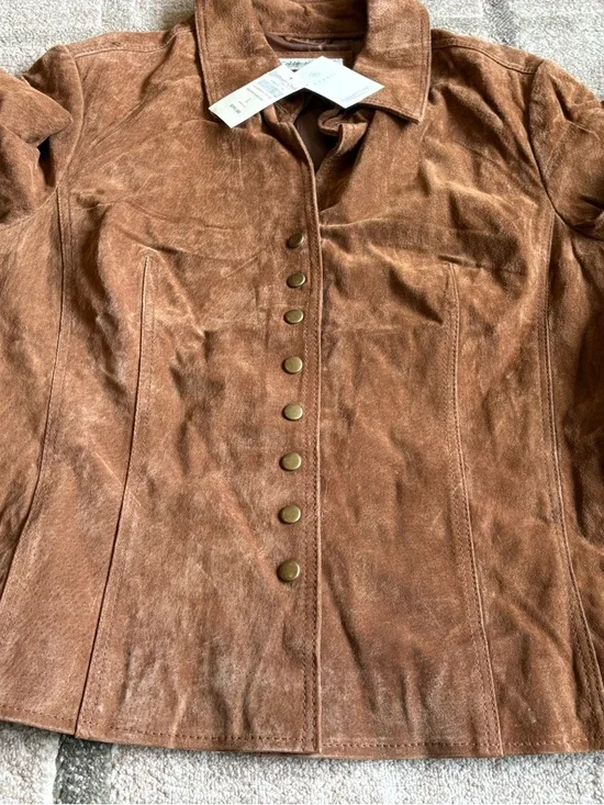 Coldwater Creek Women's Brown Suede Button-Front Jacket Size L NWT - Picture 9 of 14